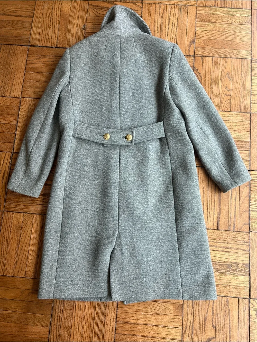 J.Crew Women's Gray Double-Breasted Wool  Stadium Cloth Coat with Gold Buttons - Picture 8 of 9
